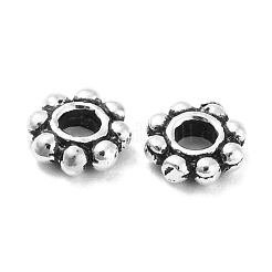 タイスターリングシルバースペーサービーズ925個  デイジーの花  アンティークシルバー  5x1.5mm  穴：1.6mm&nbsp;STER-D004-01A-AS