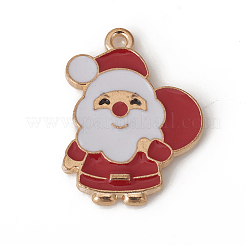 Christmas Theme Light Gold Plated Alloy Enamel Pendants&nbsp;ENAM-TAC0001-17LG