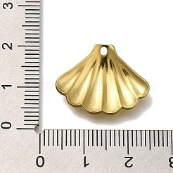 イオンプレーティング（IP）304ステンレスペンダント  シェルシェイプチャーム  18KGP本金メッキ  17x21.5x3mm  穴：1.5mm&nbsp;STAS-U031-09G