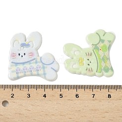 プラスチックカボション  兎  ミックスカラー  33.5x32.5x3mm&nbsp;KY-G031-09