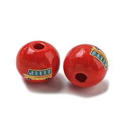 Printed Wood European Beads&nbsp;WOOD-L020-D15