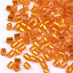 FGBグレードAガラスシードビーズ  六角形（ツーカット）  銀並ぶ  ダークオレンジ  1.5~2.5x1.5~2mm  穴：0.8mm  約2100個/袋  450 G /袋&nbsp;SEED-S022-04A-06