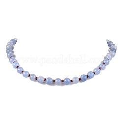 8.5MM Round Dyed Natural Malaysia Jade with Glass Seed Beaded Necklaces for Women&nbsp;NJEW-JN05646-01