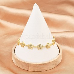 Windmill Brass Micro Pave Clear Cubic Zirconia Link Chain Bracelets for Women&nbsp;BJEW-A090-04G