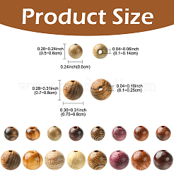 160Pcs 8 Colors Natural Wood Beads&nbsp;WOOD-YW0001-88