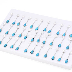 Teardrop Brass Natural Pearl Dangle Stud Earrings&nbsp;PEAR-N020-06S