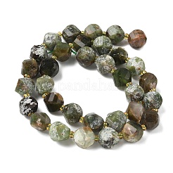 天然石グリーンオパールビーズ連売り  シードビーズで  多面カット  ツイスト  10x9~10x9~10mm  穴：1mm  約33~34個/連  15.04''~15.35''（38.2~39センチメートル）&nbsp;G-U023-A14-01