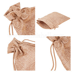 黄麻布ラッピングポーチ巾着袋  ミックスカラー  9x7cm  12個/カラー  24個/セット&nbsp;ABAG-BC0001-08-9x7