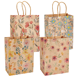 16Pcs 4 Styles Flower Print Paper Bags with Handles&nbsp;ABAG-BBC0001-30