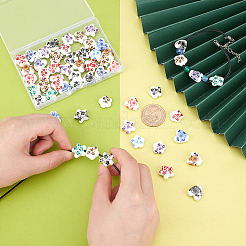 60Pcs 15 Style Heart & Flower & Star Handmade Porcelain Ceramic Beads Strands&nbsp;PORC-PH0001-30