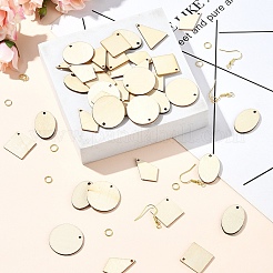 DIY 菱形/三角形/楕円形の天然ポプラ材ペンダントダングルイヤリング作成キット  アンティークホワイト  24.5x1.5mm  穴：1.6mm  20pc&nbsp;DIY-YW0010-47