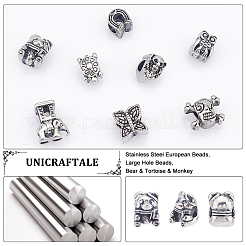 8Pcs 8 Style 304 Stainless Steel European Beads&nbsp;STAS-UN0040-31