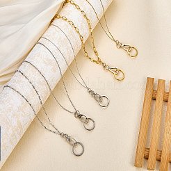 304ステンレススチールアズキチェーンネックストラップランヤード  リングと合金製回転スナップ留め具付き  ID カード ホルダー用 ストラップ ネック ストラップ  ゴールドカラー  460mm&nbsp;HJEW-SW00136-01