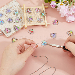 20スタイルの合金ガラスペンダント10個  蝶と花のハート  樹脂と  ミックスカラー  21.5~22x20~21x4~4.5mm  穴：2.3~2.5mm  2個/スタイル&nbsp;DIY-HS0002-04