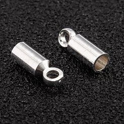 真鍮製コードエンドパーツ  カドミウムフリー＆鉛フリー  長持ちメッキ  925銀メッキ  8x2.5mm  穴：1.3~1.4mm  内径：2mm&nbsp;KK-H759-40B-S