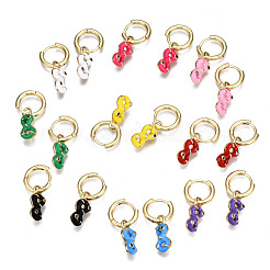 Brass Micro Pave Cubic Zirconia Huggie Hoop Earrings&nbsp;EJEW-T014-44G-NF