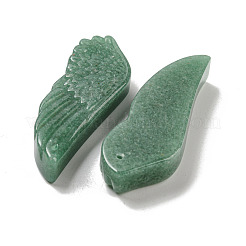 天然石グリーンアベンチュリンペンダント  彫刻された翼のチャーム  56~59x19~22x7~10.5mm  穴：1.3mm&nbsp;G-M417-05C