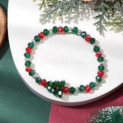 Christmas Tree Glass Beaded Stretch Bracelets&nbsp;BJEW-JB11187