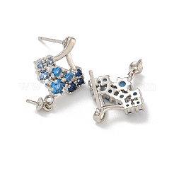 Rack Plating Brass Micro Pave Clear Cubic Zirconia Studs Earrings Finding&nbsp;KK-T072-13P-02