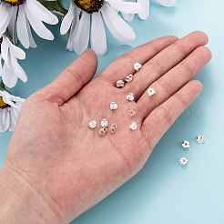 スターリングシルバー製フリクションイヤーナット 925 個  スタンプ925個付き  銀  5x6x3mm  穴：0.8mm&nbsp;X-STER-L063-09S