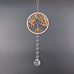 Tree of Life Mixed Gemstone Chip Suncatcher&nbsp;DJEW-PW0017-07