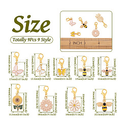 9Pcs 9 Style Alloy Enamel Pendant Decoration&nbsp;HJEW-CD0001-01