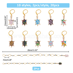 Diyの編み物ツールセット  合金エナメルロックステッチマーカーを含む  金色の編み列カウンターチェーン  カメ  ミックスカラー  27.5~31.5cm&nbsp;HJEW-HS00029