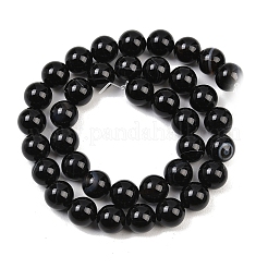 Natural Black Agate Bead Strands&nbsp;G-G962-10mm-12-A