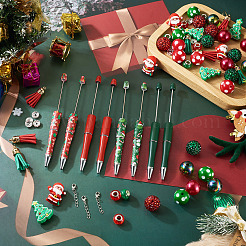 クリスマスボールペンのDIYキット  樹脂ラインストーングラデーションビーズを含む  アクリルビーズ  レジンヨーロピアンビーズ  abs樹脂ボールペン  ミックスカラー  20mm  穴：2~2.5mm&nbsp;DIY-TA0014-63