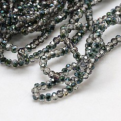 電気メッキガラスビーズセット  半分虹メッキ  多面カット  ロンデル  ライトグレー  2.5x2mm  穴：1mm  約130~140個/連  31~32cm&nbsp;EGLA-J025-H12