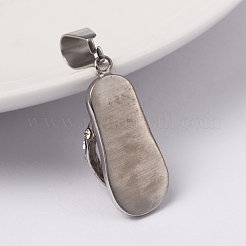 316サージカルステンレスペンダント  ラインストーン付き  スリッパ  ステンレス鋼色  25x11x6mm  穴：5x10mm&nbsp;STAS-L184-068