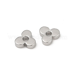 真鍮ビーズ  クローバー  プラチナメッキ  4.5x4.5x1mm  穴：1.2mm&nbsp;KK-D375-17P