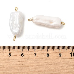 Baroque Natural Keshi Pearl Nuggets Connector Charms with 304 Stainless Steel Double Loops&nbsp;PALLOY-JF04390-01