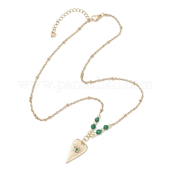 Brass Pave Cubic Zirconia Evil Eye Heart Pendant 304 Stainless Steel Satellite Chain Necklaces for Women&nbsp;NJEW-JN05803-02
