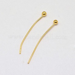真鍮のボールヘッドピン  鉛フリー＆ニッケルフリー＆カドミウムフリー  18KGP本金メッキ  21x0.5mm  24ゲージ  ヘッド：2mm&nbsp;KK-L137-16G-NR