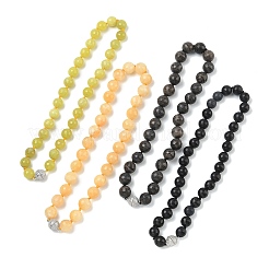 Faceted Round Natural Mixed Gemstone Beaded Necklaces&nbsp;G-H355-06P