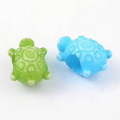 大きな穴不透明なクラフトスタイルのアクリル亀ヨーロッパのビーズ  ミックスカラー  14x9x8mm  穴：5mm  約1750個/500g&nbsp;SACR-R697-M64