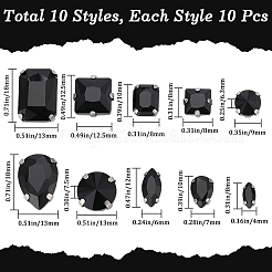 100Pcs 10 Style Horse Eye/Teardrop/Square Sew on Rhinestone&nbsp;RGLA-GF0001-15