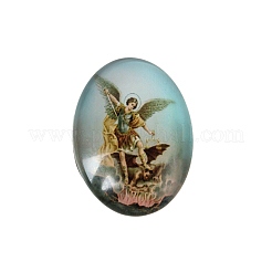 Jesus and the Virgin Printed Glass Oval Cabochons&nbsp;GGLA-N003-18x25-A