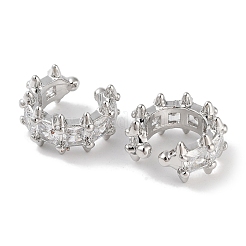 Fence Brass Micro Pave Cubic Zirconia Cuff Earrings for Women&nbsp;EJEW-E310-14P