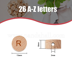 78Pcs 26 Styles Undyed Wood Beads&nbsp;WOOD-HY0001-08