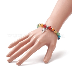 Chakra Theme Gemstone & Synthetic Hematite Beaded Stretch Bracelets for Women&nbsp;BJEW-JB09277