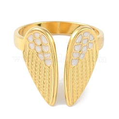 Ion Plating(IP) 304 Stainless Steel Enamel Wing Cuff Finger Rings&nbsp;RJEW-L107-084G-01