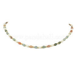 Natural Alashan Agate Teardrop and Round White Shell Pearl Beaded Necklaces&nbsp;NJEW-JN06246-02