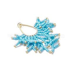 Glass Seed Beaded Imitation Coral Pendants&nbsp;PALLOY-MZ00938-02