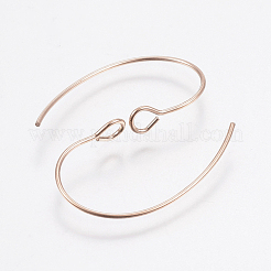 イオンプレーティング(IP) 304 ステンレススチール ピアスフック  垂直ループ付き  ローズゴールド  25x14x4mm  穴：2.4mm  21ゲージ  ピン：0.7mm&nbsp;STAS-F148-05RG