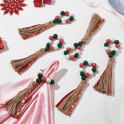 Christmas Theme Wood Beaded Napkin Ring&nbsp;AJEW-AB00034