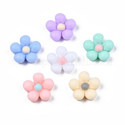 オペーク樹脂カボション  ラバー加工スタイル  花  ミックスカラー  13x13x4mm&nbsp;CRES-S307-024