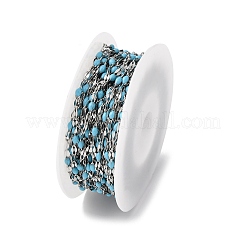 304ステンレススチールリンクチェーン  スプールで  エナメル  ハンダ付け  ゴールドカラー  スチールブルー  4~10x2x0.4~2mm  約32.8フィート（10m）/ロール&nbsp;CHS-F002-A10-P