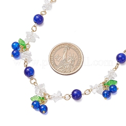 2Pcs 2 Colors Crackle Glass & Natural Quartz Crystal Fruit Bib Necklaces for Women&nbsp;NJEW-JN05202